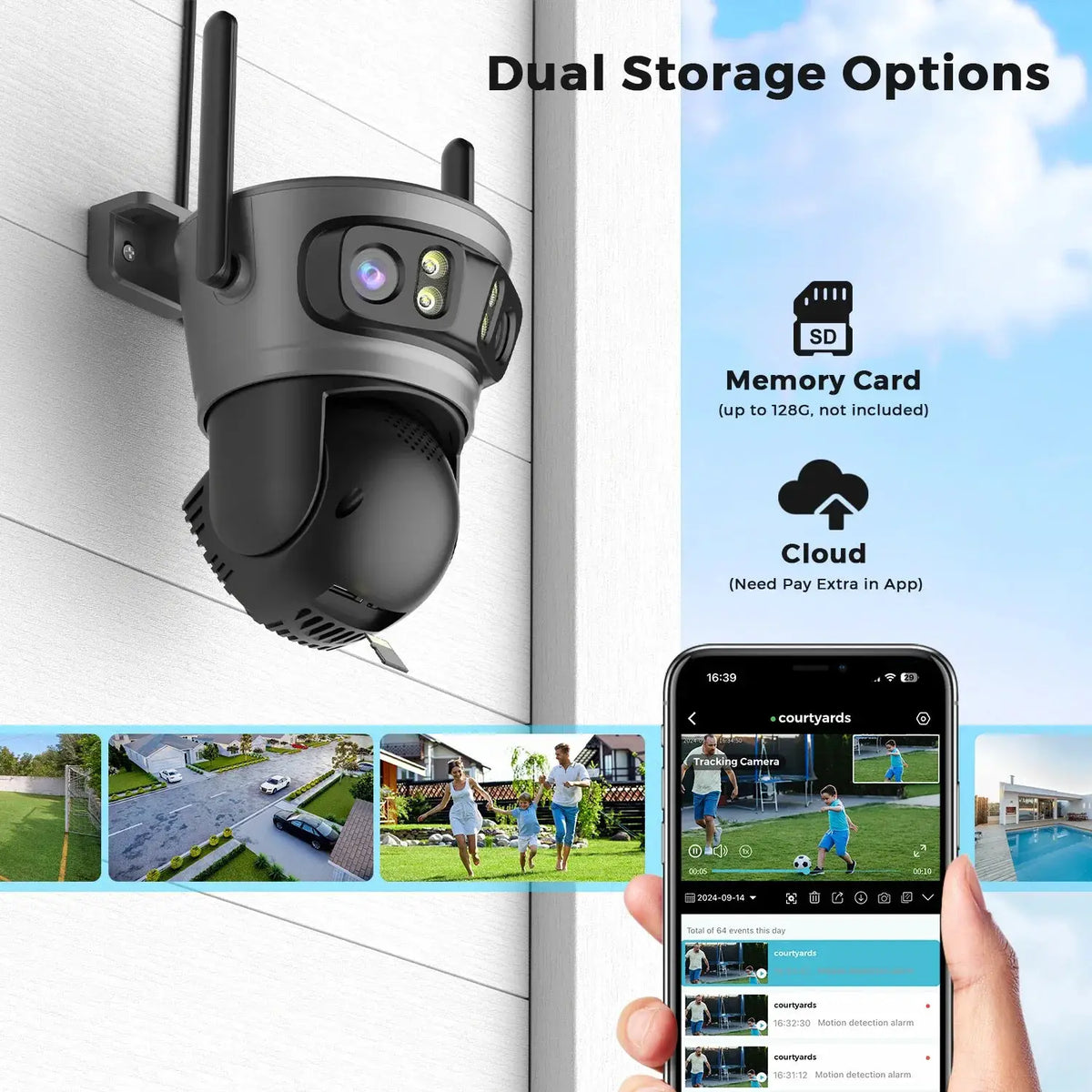 20MP PTZ WiFi Surveillance Camera 4 Lens 10X Zoom Outdoor Night Vision - stepyours.com