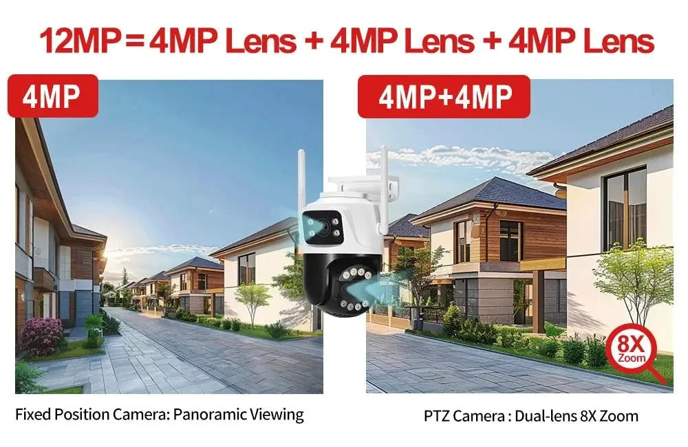 ASECAM 12MP 6K WiFi Outdoor Camera - AI Tracking, 8X Zoom, Dual Screen - stepyours.com