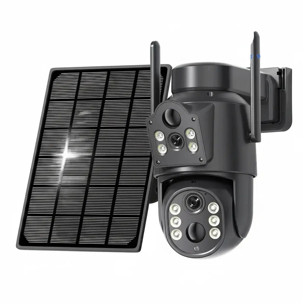 Solar WiFi Security Camera Outdoor Dual Lens 8MP 4K HD with Built - in Battery - stepyours.com