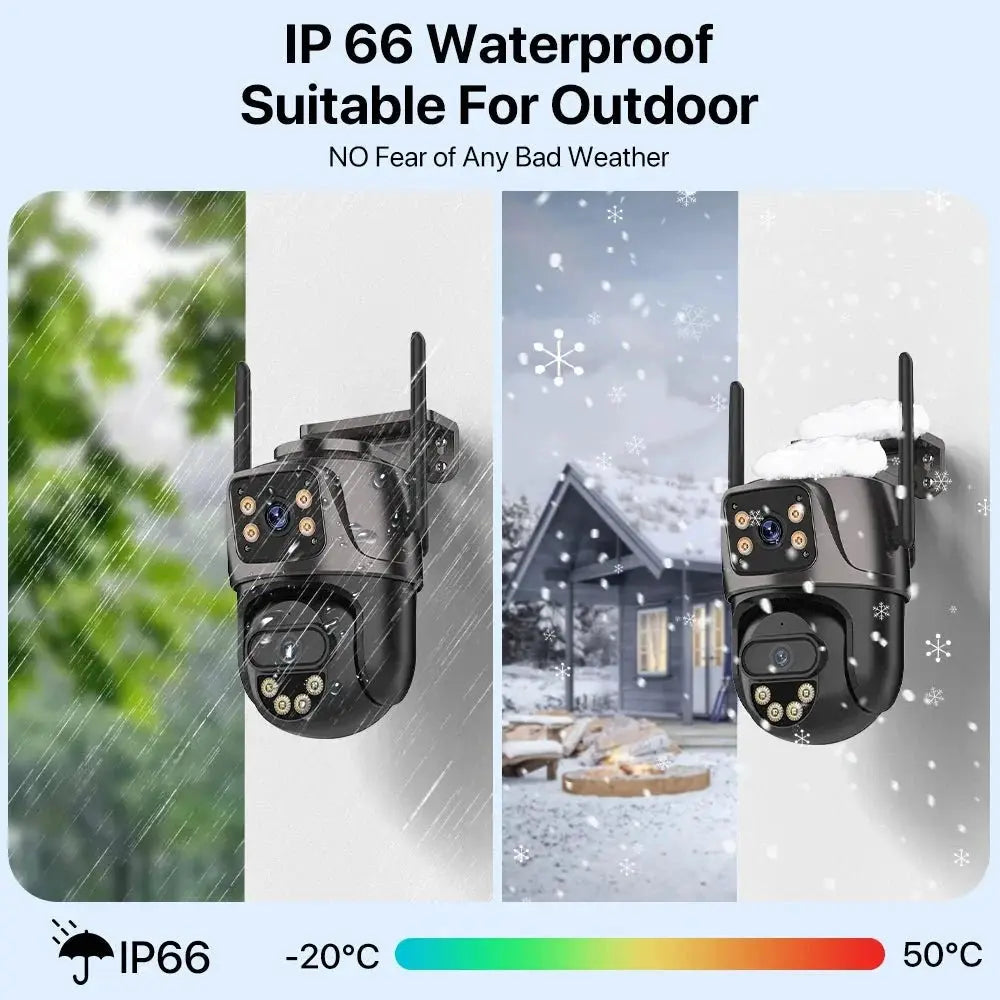 WONSDAR Dual Lens PTZ WiFi Camera Outdoor AI Security iCSee.add Hooks - stepyours.com