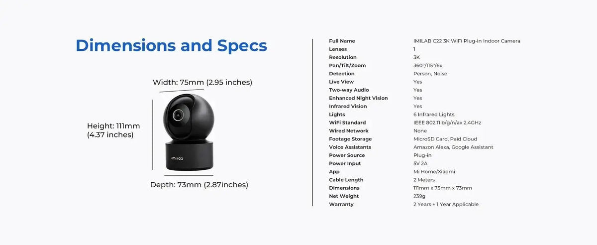 IMILAB C22 Indoor Baby Monitor AI Detection 360 PTZ Night Vision Xiaomi Home App - stepyours.com