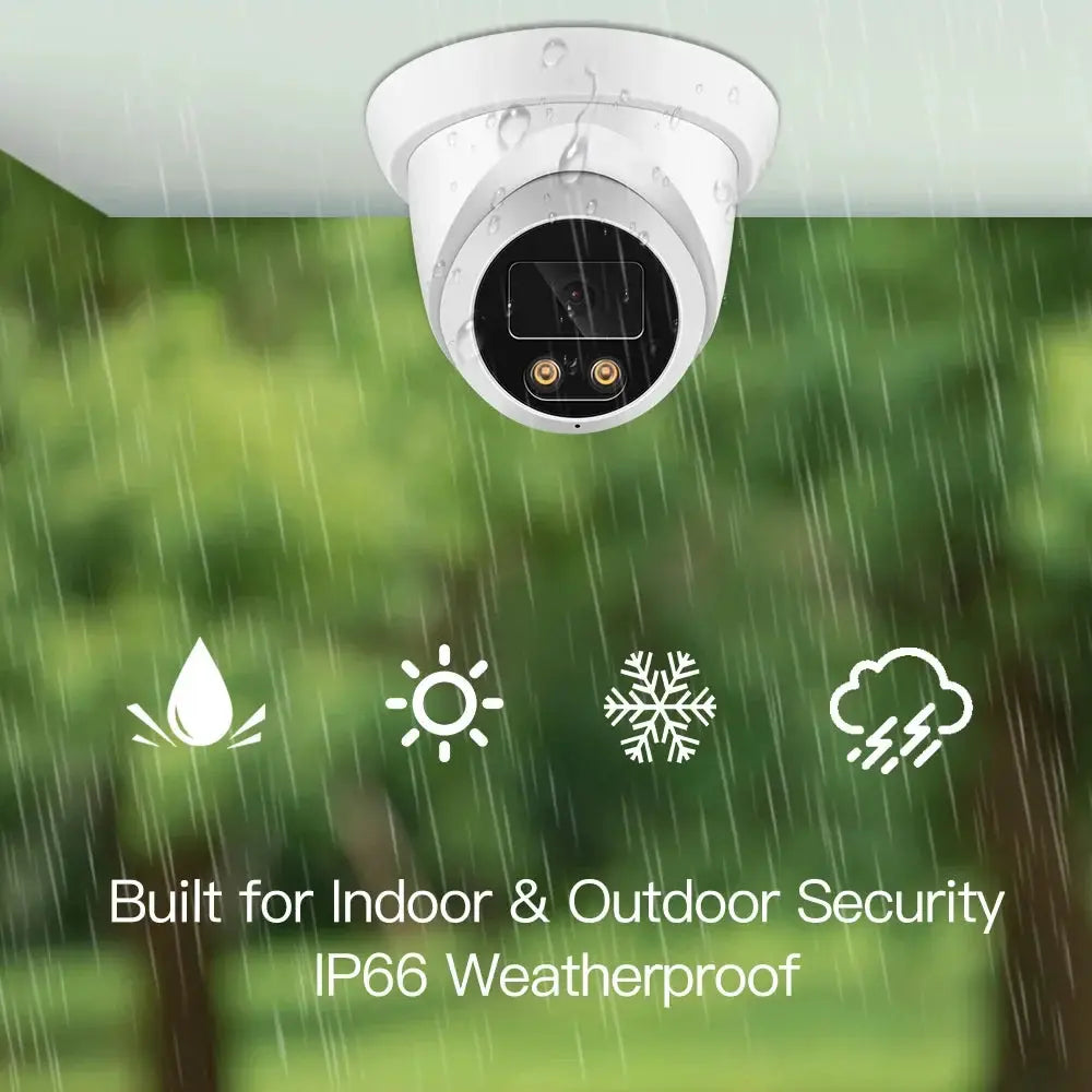 4K 8MP outdoor security camera for homes with IP66 weatherproof rating, rain-ready indoor and outdoor security.