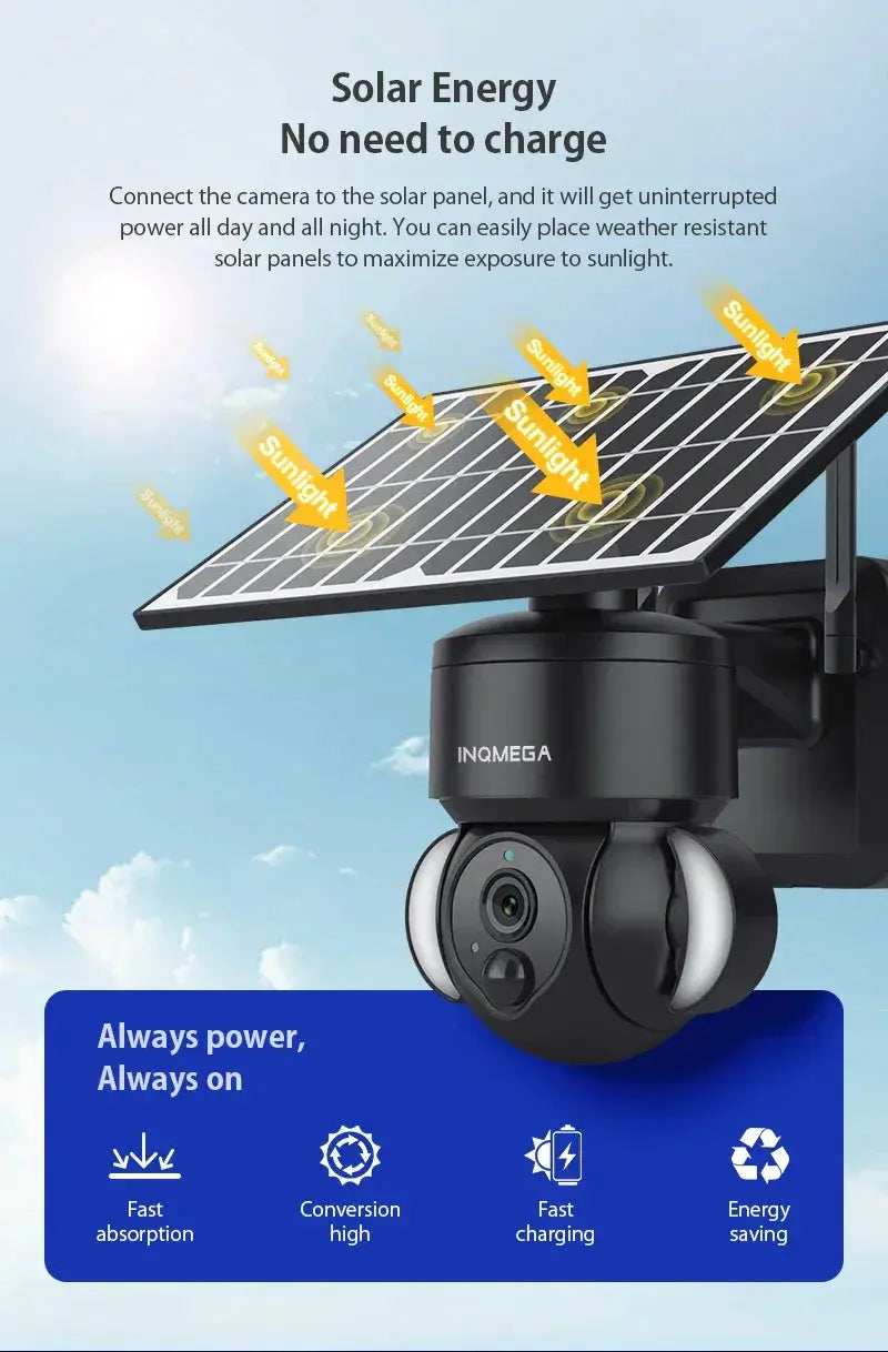INQMEGA 4MP WiFi Tuya Solar Outdoor Security Camera
