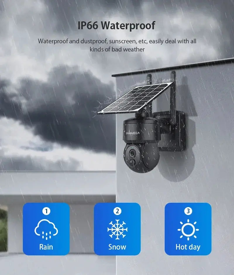 INQMEGA 3MP HD Outdoor Wifi 4G Mini Solar Battery PTZ Camera