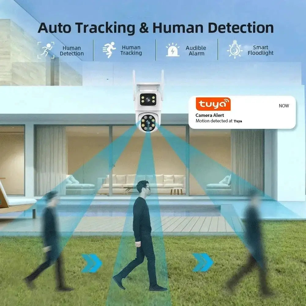8MP Tuya WiFi PTZ Outdoor Security Camera With AI Auto Tracking Alexa ONVIF - stepyours.com