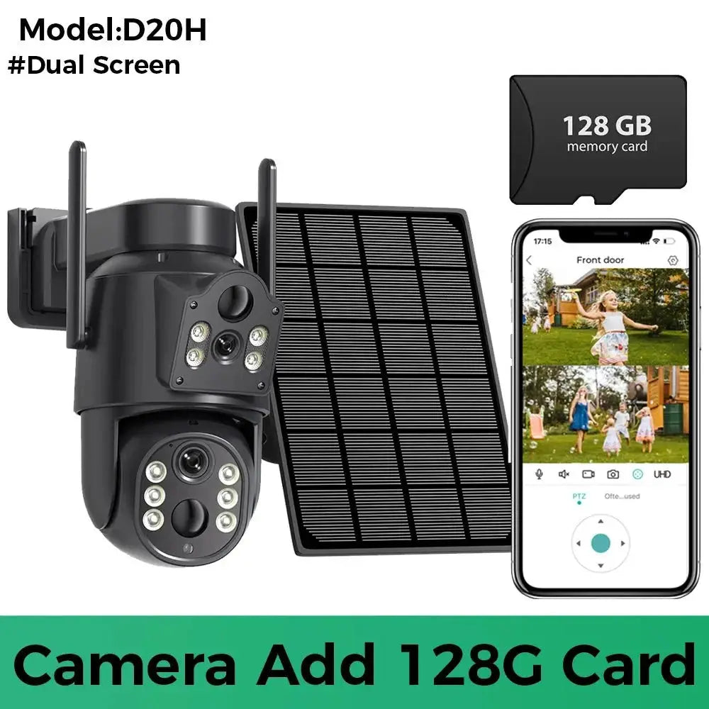 Solar WiFi Security Camera Outdoor Dual Lens 8MP 4K HD with Built - in Battery - stepyours.com