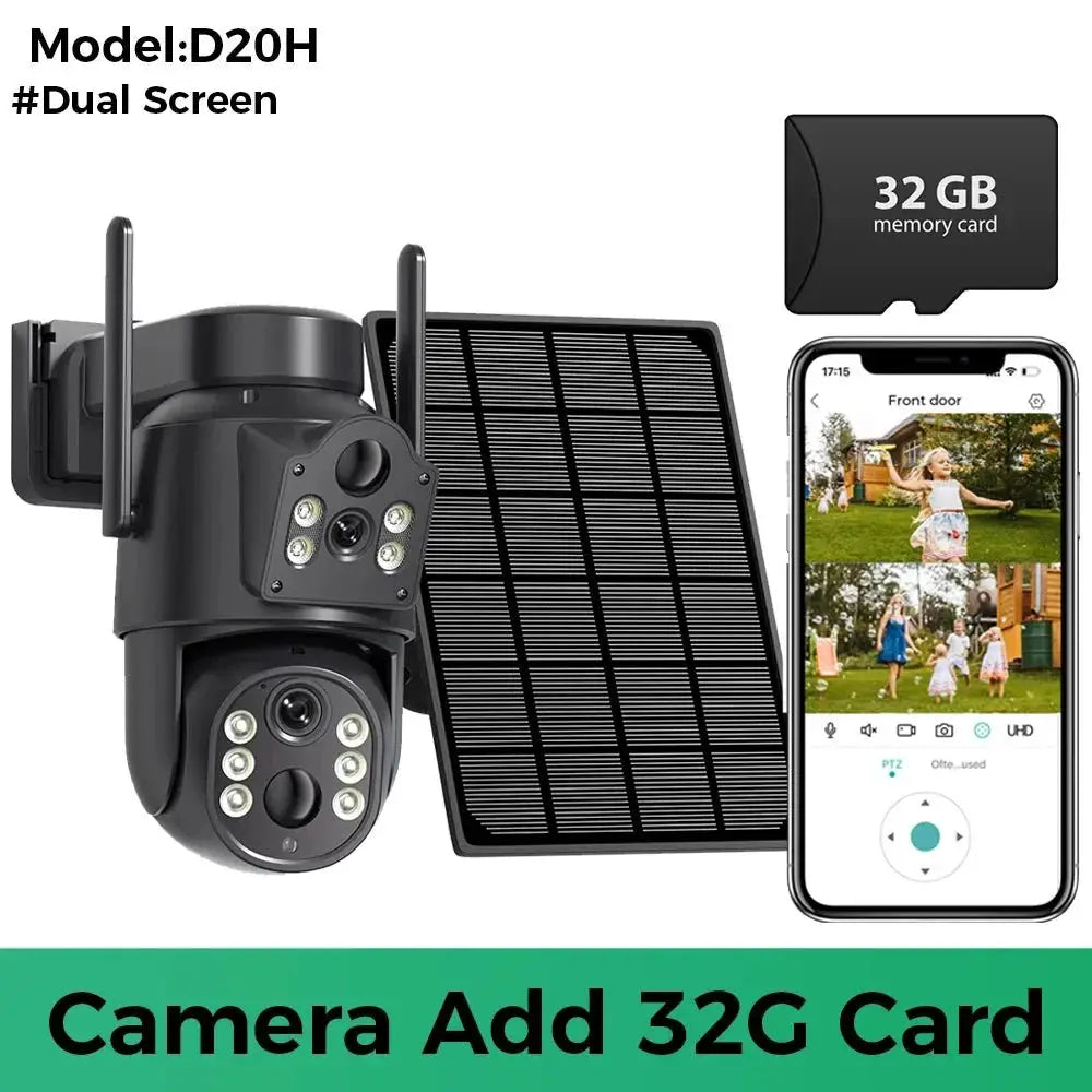 Solar WiFi Security Camera Outdoor Dual Lens 8MP 4K HD with Built - in Battery - stepyours.com