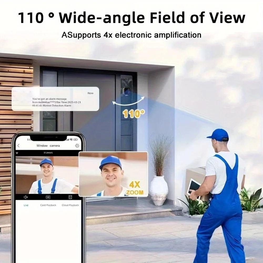 AzureGuard 1080P WiFi Window Camera - Full Color Night Vision Plus Two Way Audio