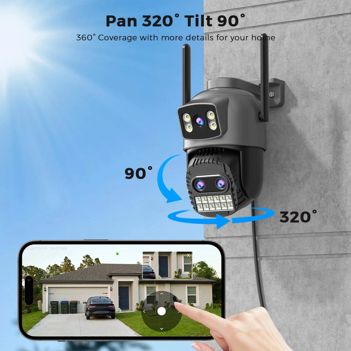 BESDER O Kam Pro 15MP Outdoor WiFi Dual Screen CCTV Camera With 10X Digital Zoom