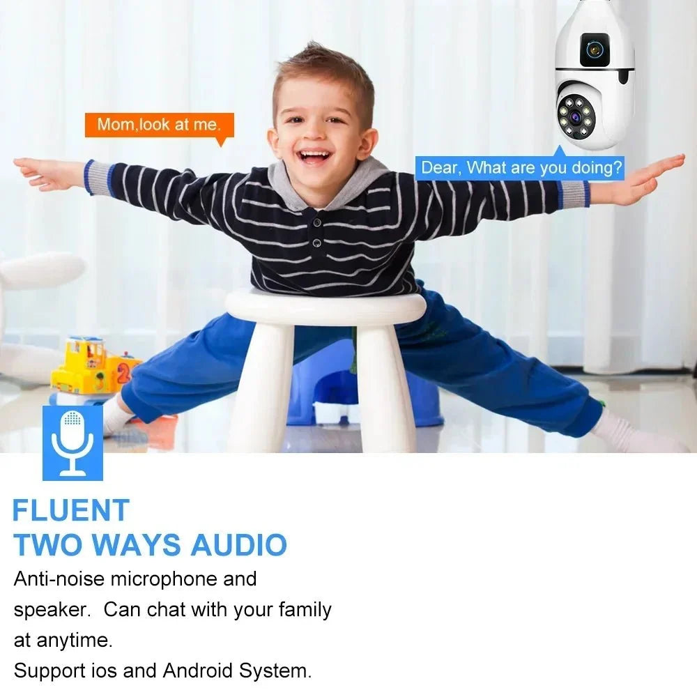 BrightGuard 8MP E27 Bulb WiFi Camera Dual Lens - Color Night Vision And Tracking