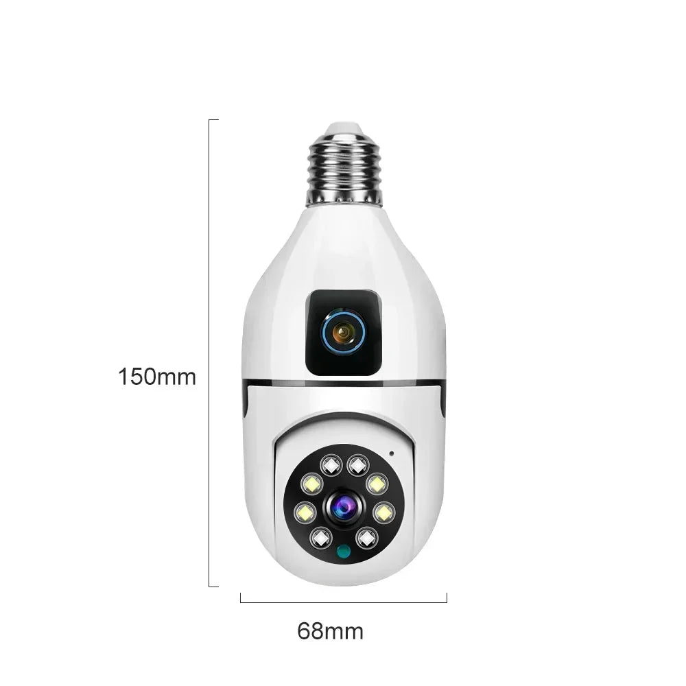 BrightGuard 8MP E27 Bulb WiFi Camera Dual Lens - Color Night Vision And Tracking