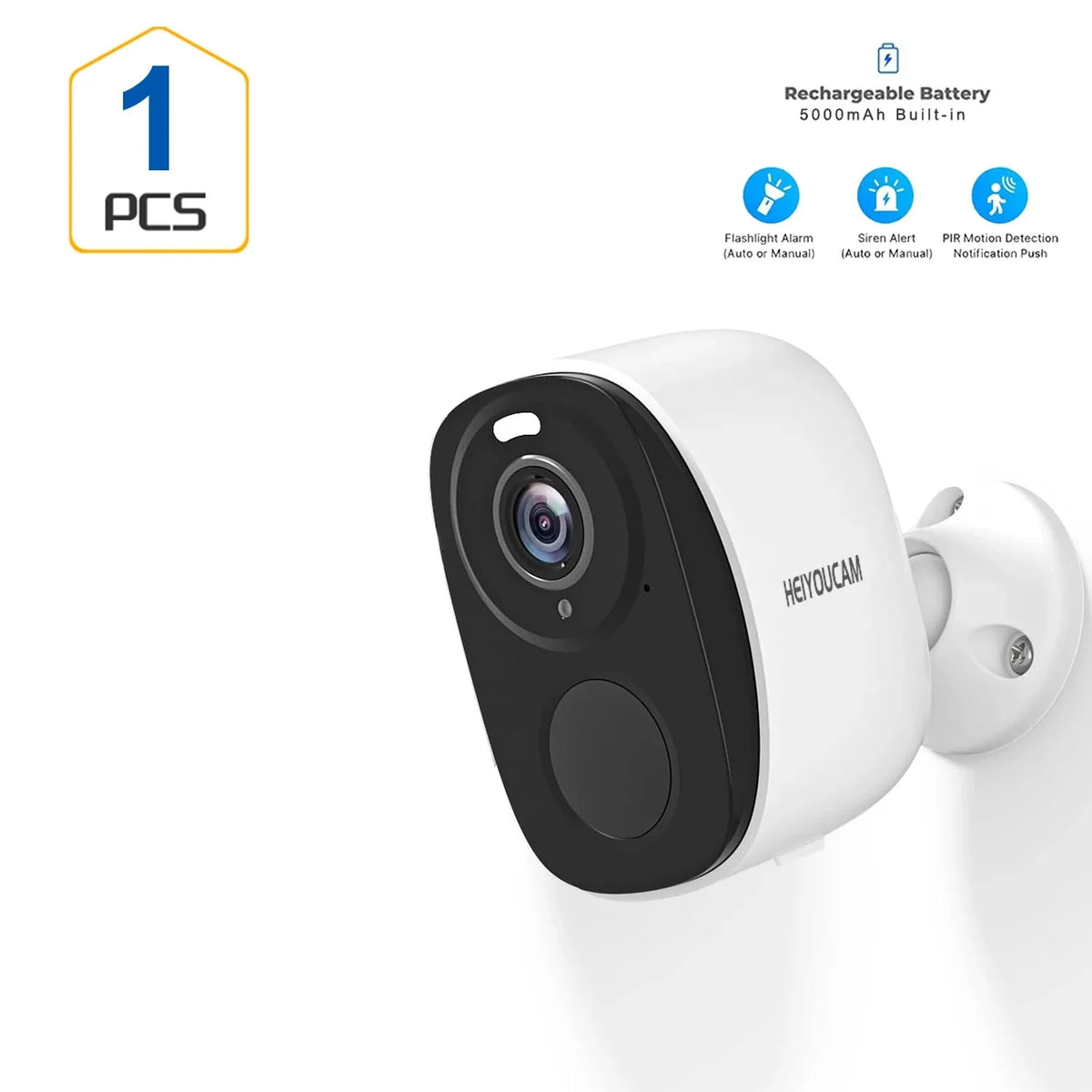 HEIYOUCAM BW4 Wireless Outdoor Security Camera - 2K Battery Spotlight Siren WiFi