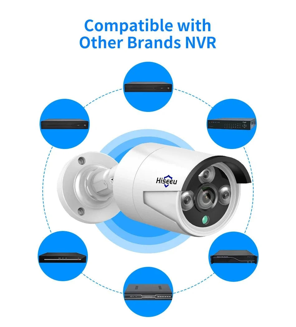 Hiseeu 5MP Audio IP Security Camera Outdoor PoE H265 IP66 Waterproof Cameras - Pro