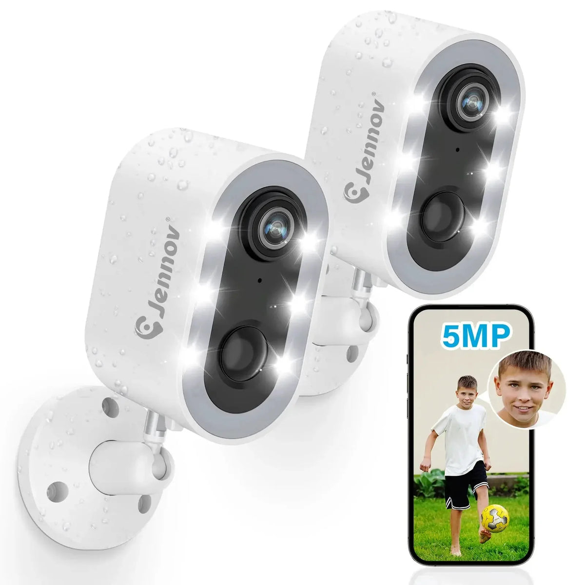Jennov 5MP Battery Security Camera With Color Night Vision And 2 Way Audio