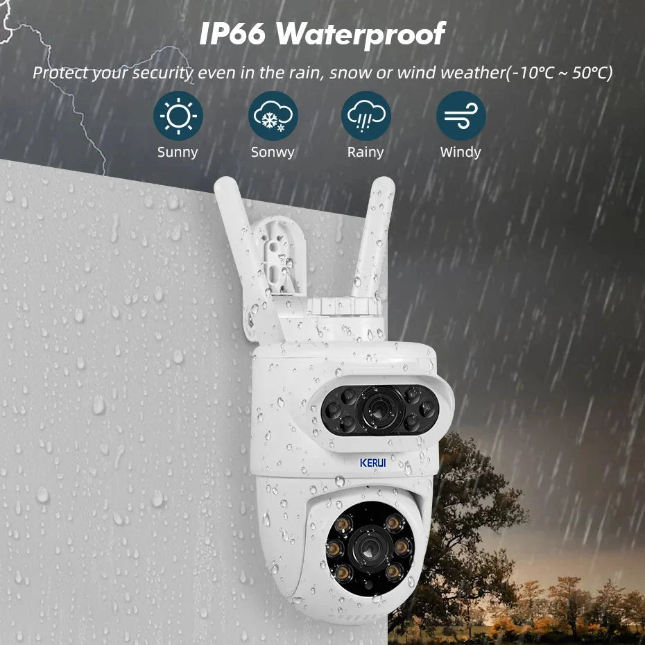 KERUI Outdoor 10MP 5K HD Dual Lens WiFi IP Camera PTZ - AI Motion Detection Plus