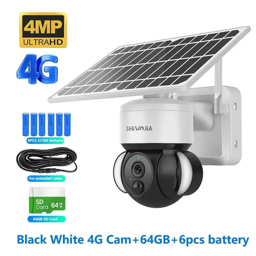 Shiwojia WiFi Solar Powered Security Camera 4MP Outdoor