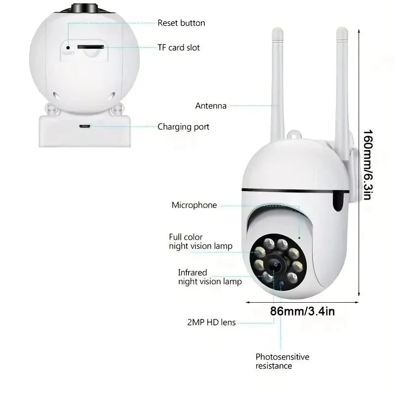 SecureHome 8MP WiFi Security Camera - PTZ Night Vision Motion Detection For Home