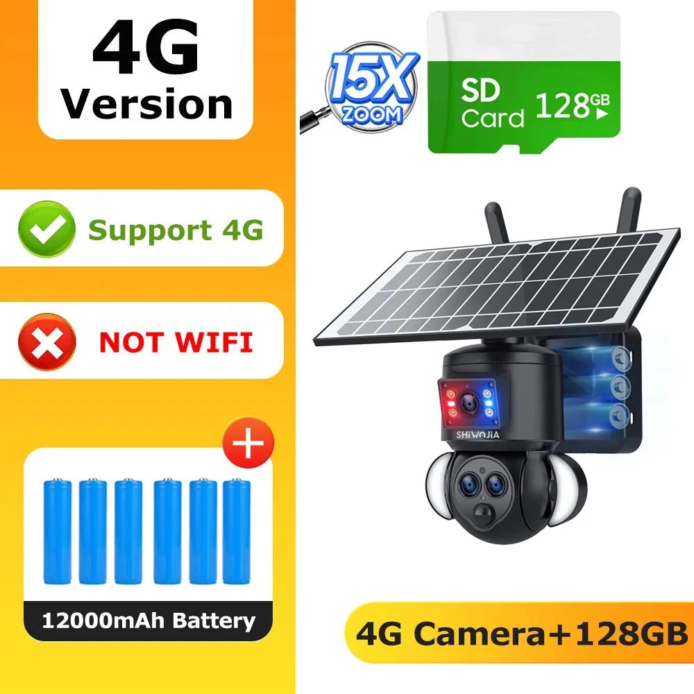 Shiwojia 4K 8MP Solar Camera - Outdoor Security With Humanoid Tracking And Power