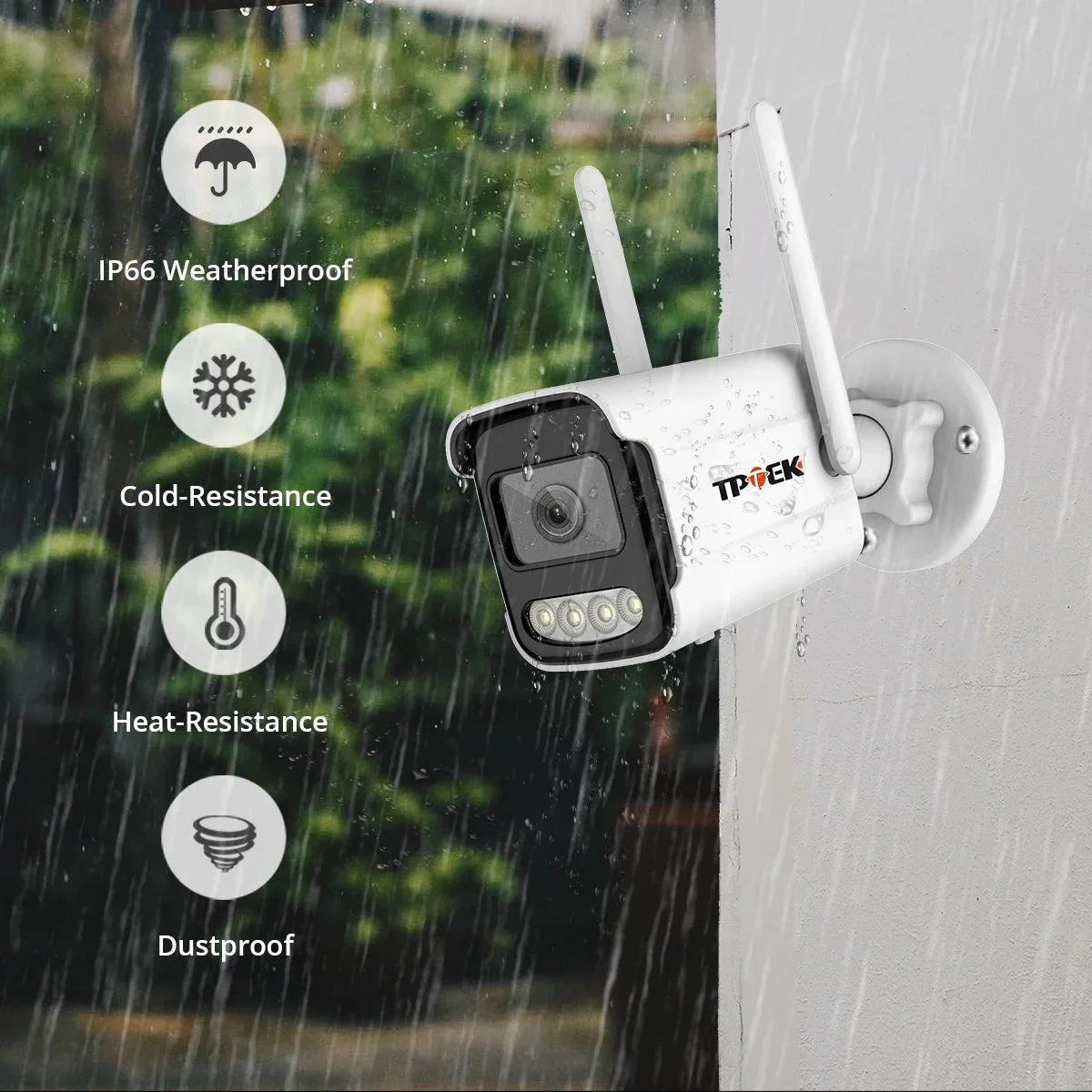 TPTEK 8MP 4K IP Camera - AI Human Detects Outdoor Bullet Surveillance With iCSee