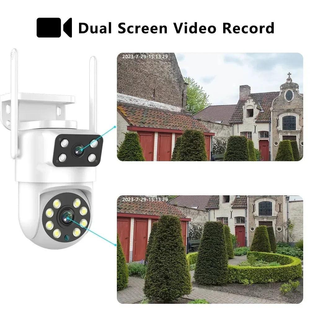 Tuya 4K 8MP Dual Lens PTZ WiFi Camera AI Auto Tracking Dual Screen Outdoor IP66X