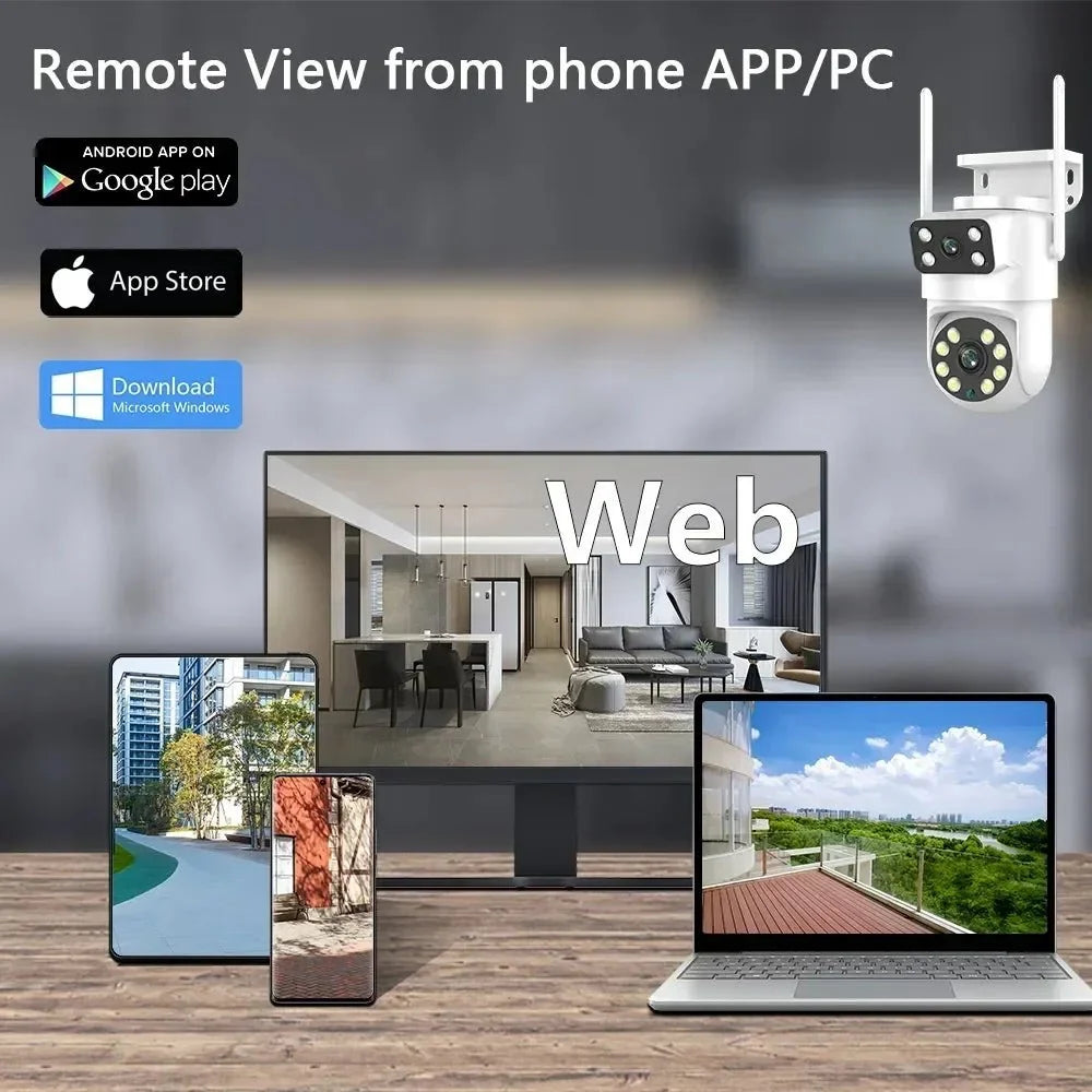 Tuya 4K 8MP Dual Lens PTZ WiFi Camera AI Auto Tracking Dual Screen Outdoor IP66X