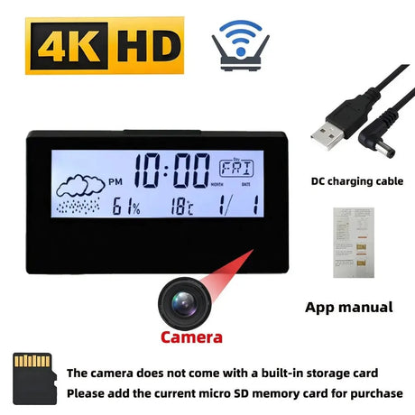 4K HD Mini Clock Camera With Remote Viewing And Motion Alerts For Home Security