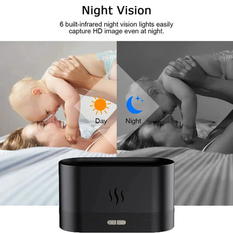 4K Mini WiFi Camera Mist Humidifier IR Night Vision Motion Detection Secure Home