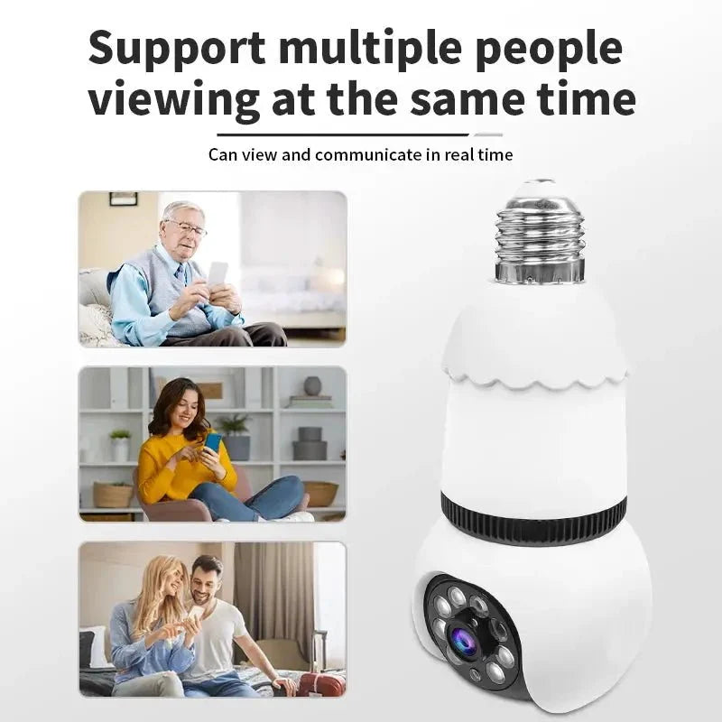 8MP E27 Bulb Camera WiFi Dual Audio Smart Tracking Color Night Vision 10X Zoom