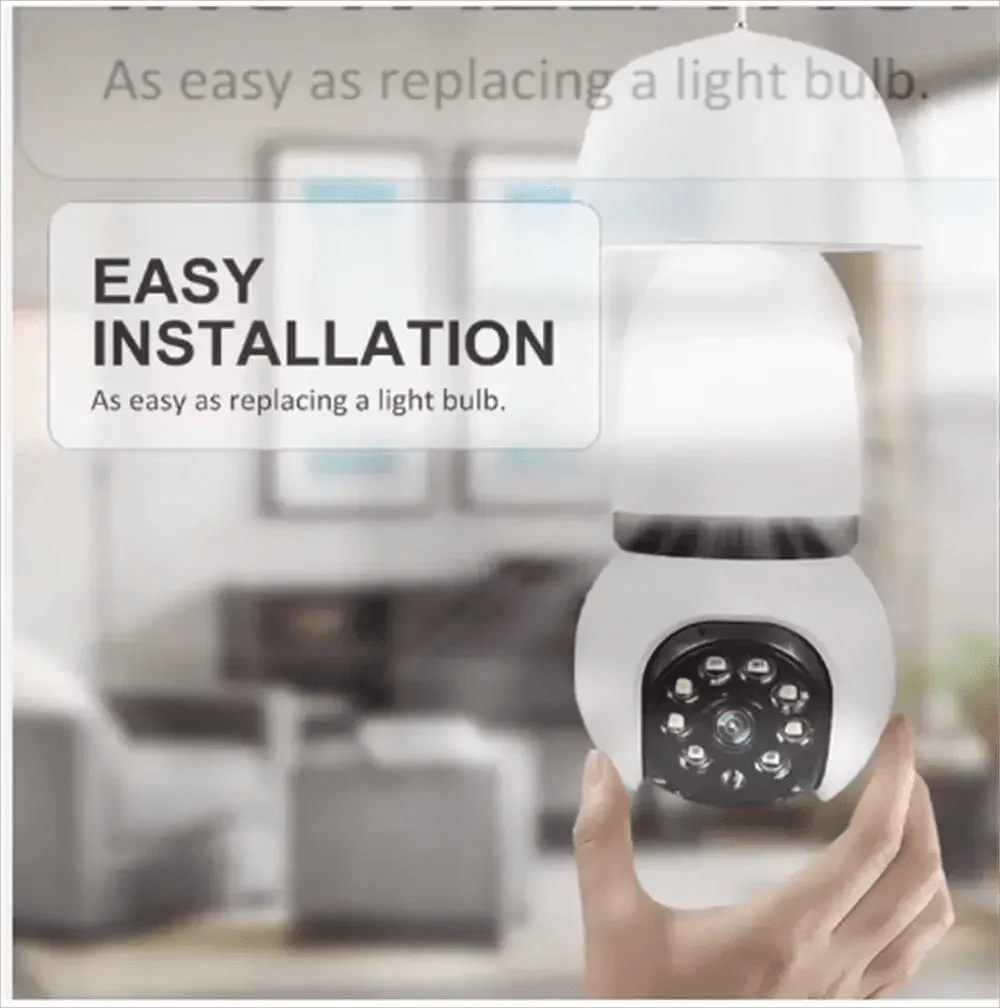 8MP E27 Bulb Camera WiFi Dual Audio Smart Tracking Color Night Vision 10X Zoom