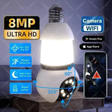 8MP E27 Bulb Camera WiFi Dual Audio Smart Tracking Color Night Vision 10X Zoom