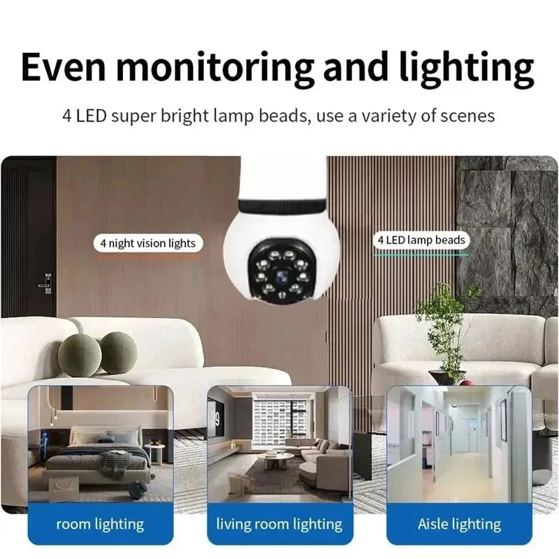 8MP E27 Bulb Camera WiFi Dual Audio Smart Tracking Color Night Vision 10X Zoom