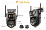 WONSDAR Three Screen WIFI IP Camera Outdoor - Dual Lens AI Human Detection Hooks by stepyours.com