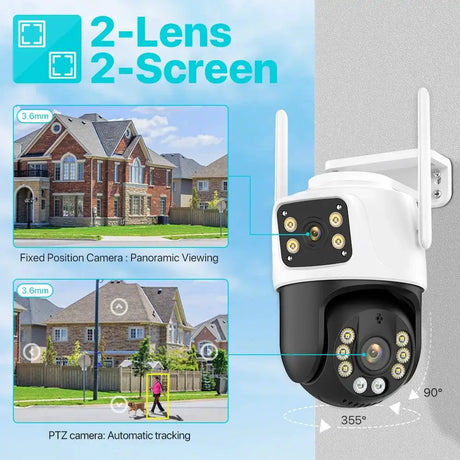 Three Lens PTZ IP Camera Outdoor WiFi Security Auto Tracking Three Screen App by stepyours.com