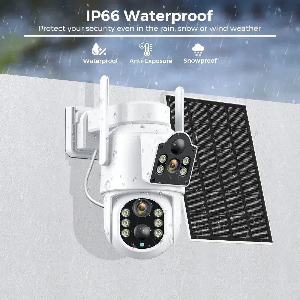 Solar IP Camera Dual Lens PTZ WiFi Outdoor Security Camera 8MP Solar Powered - stepyours.com