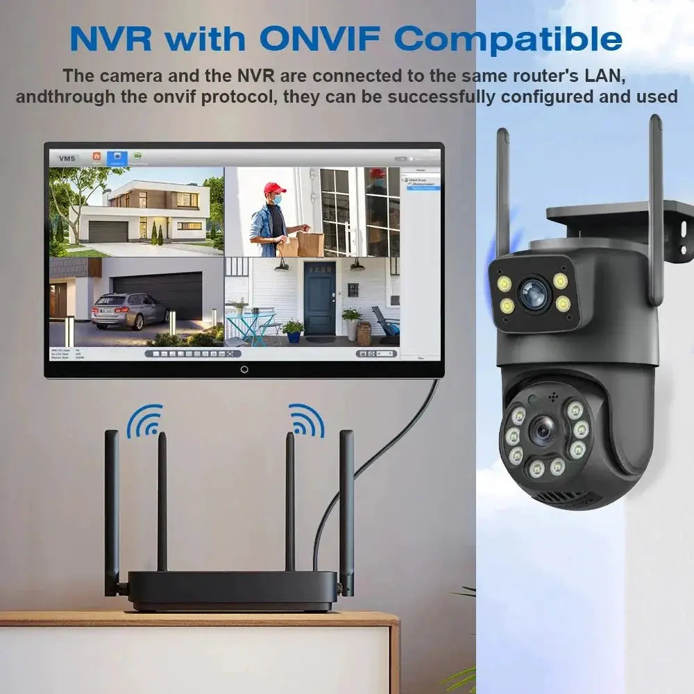 Icsee 8MP WiFi PTZ CCTV Camera Dual Screen Auto Tracking Night Vision Outdoor - stepyours.com
