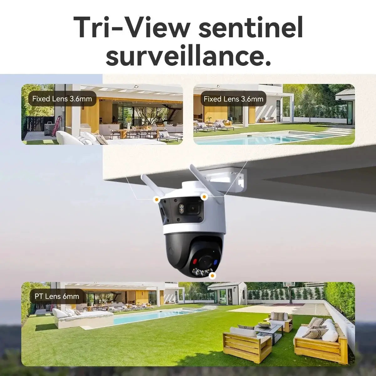 IMOU Cruiser Triple Lens Outdoor Camera Red Blue Warning Light PTZ WiFi - stepyours.com