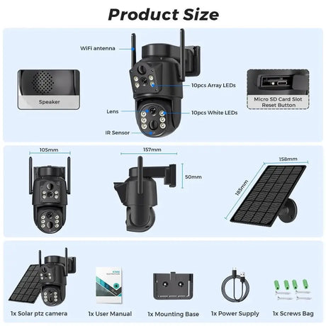Solar WiFi Security Camera Outdoor Dual Lens 8MP 4K HD with Built - in Battery - stepyours.com