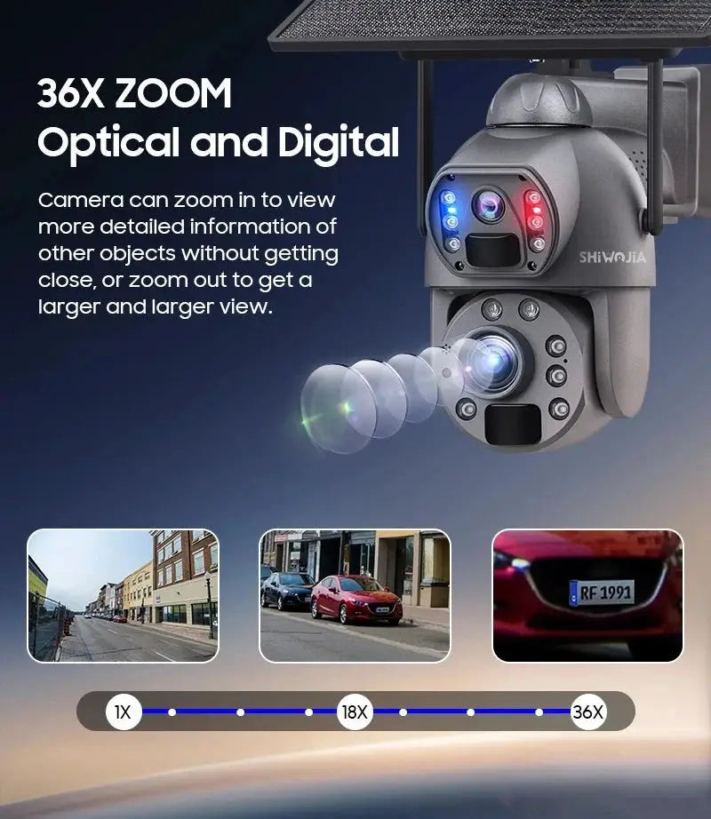 SHIWOJIA Solar 4G Security Camera With 360 Night Vision And 36X Zoom - stepyours.com