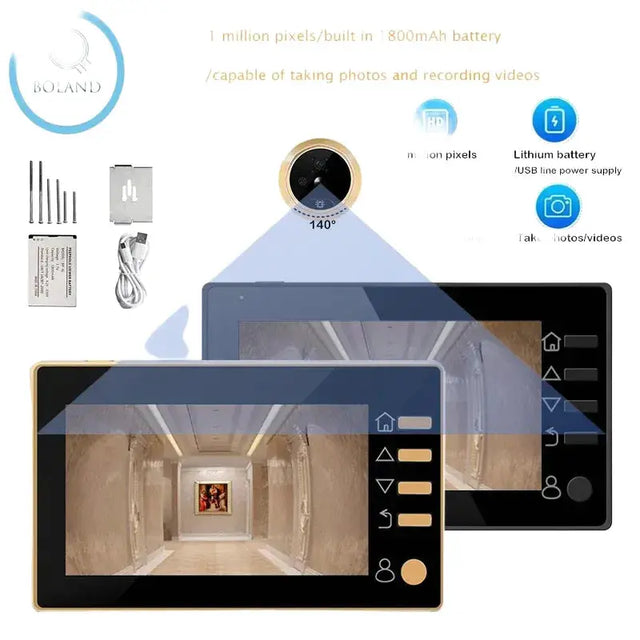 New 4.3 Inch Peephole 140° Smart Video Doorbells Door Viewer Camera Security Monitor 1080P HD Visual Doorbell by stepyours.com