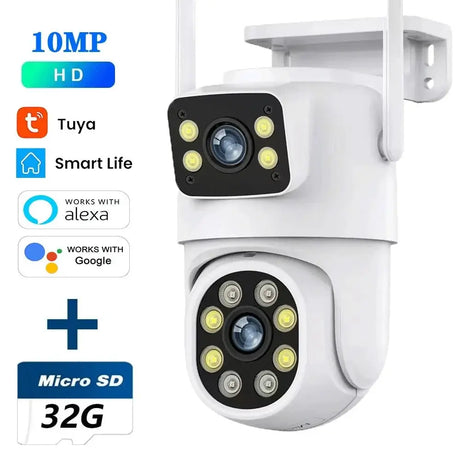 10MP Dual Lens Tuya WiFi Camera PTZ Outdoor 4K Security Camera With AI Tracking - stepyours.com
