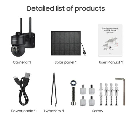 Shiwojia Wifi Wireless PTZ Solar Camera 4G SIM Outdoor 4MP