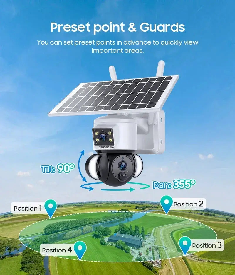 Shiwojia 6MP 4G Solar Security Camera Outdoor Surveillance