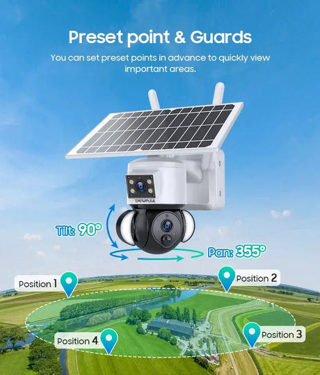 Shiwojia 6MP 4G Solar Security Camera Outdoor Surveillance