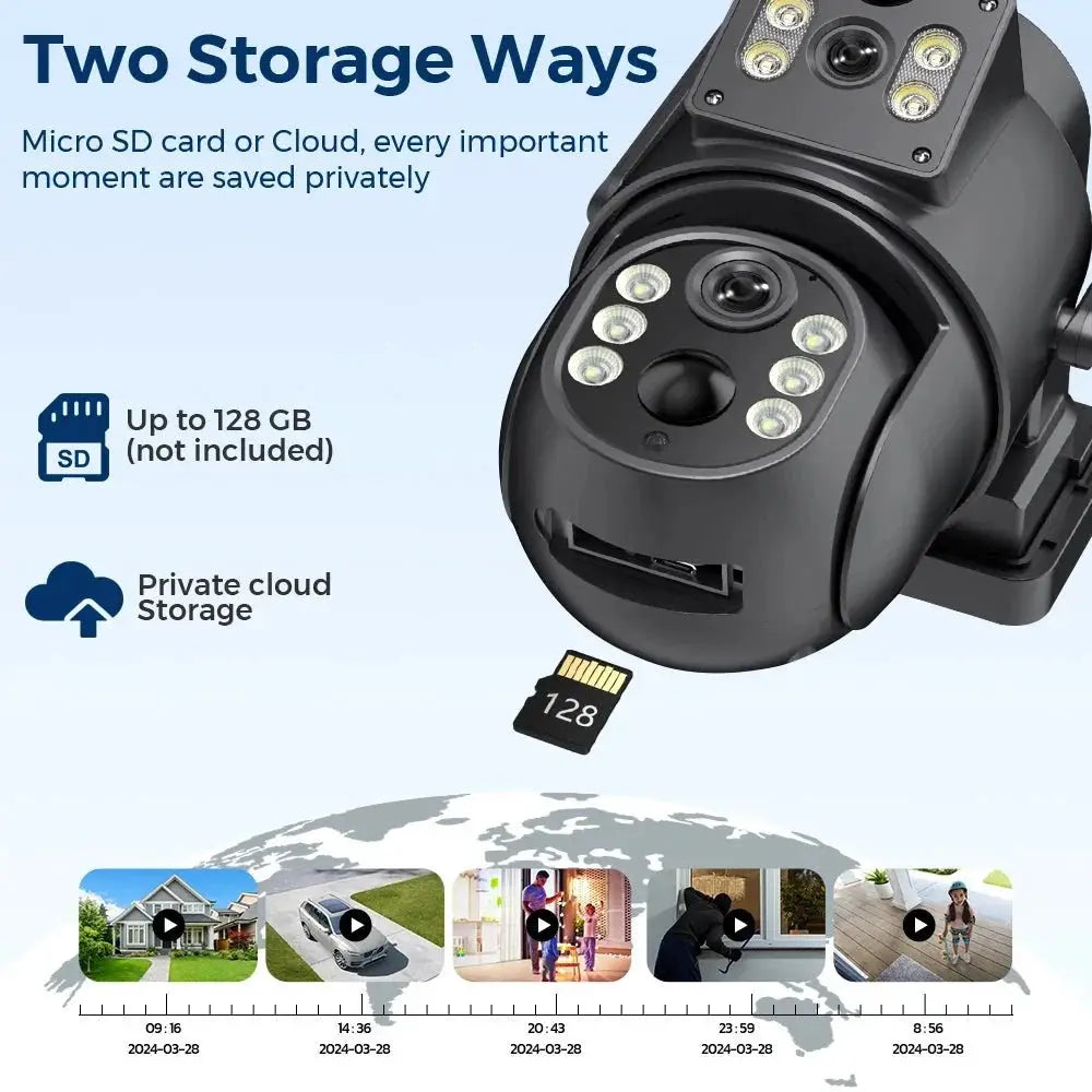 Solar WiFi Security Camera Outdoor Dual Lens 8MP 4K HD with Built - in Battery - stepyours.com