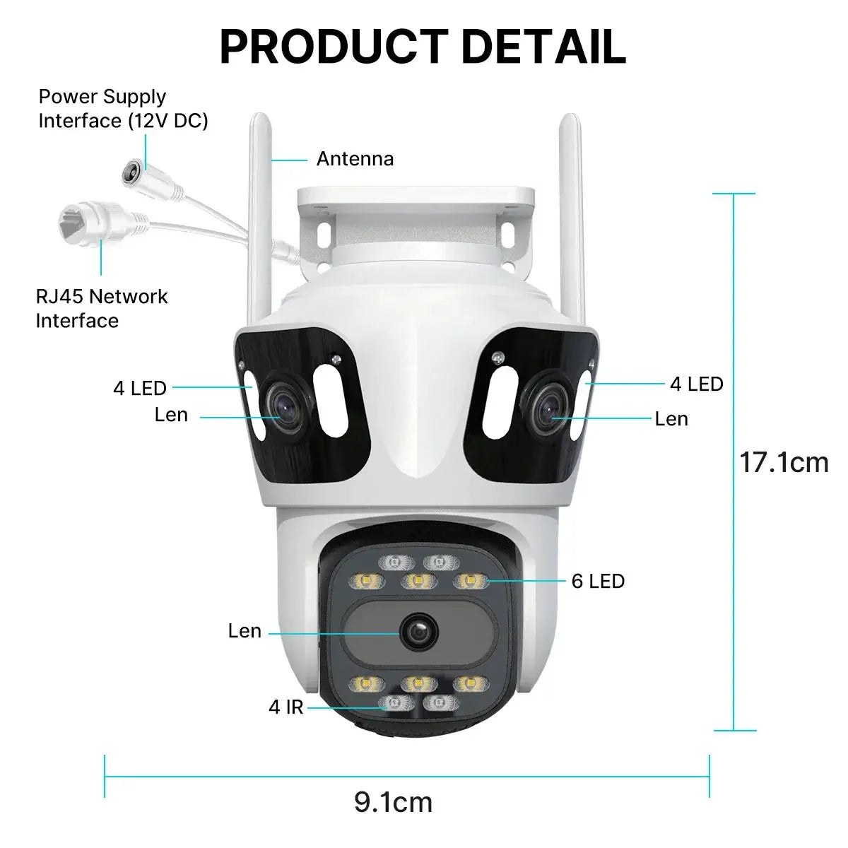 Three Lens PTZ IP Camera Outdoor WiFi Security Auto Tracking Three Screen App by stepyours.com