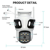 Three Lens PTZ IP Camera Outdoor WiFi Security Auto Tracking Three Screen App by stepyours.com