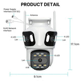 Three Lens PTZ IP Camera Outdoor HD WiFi Security Auto Tracking CCTV Hooks - stepyours.com