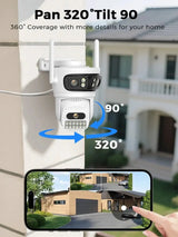 12MP Outdoor WiFi Camera - With 3 Lens PTZ AI Tracking For ICSEE App - stepyours.com