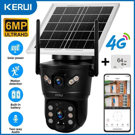 KERUI Outdoor Solar - Powered Dual - Lens Security Camera - 6MP 4G WiFi CCTV - stepyours.com