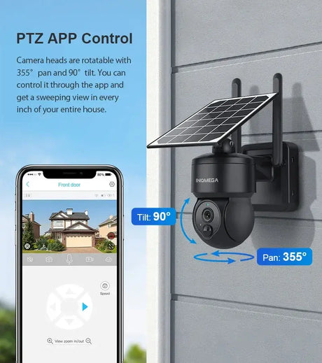 INQMEGA 3MP HD Outdoor Wifi 4G Mini Solar Battery PTZ Camera